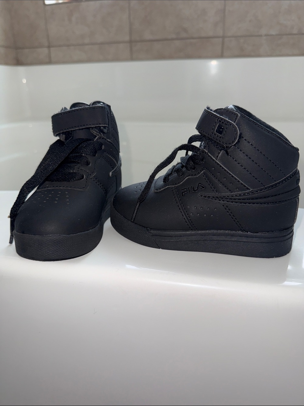Fila Kids Black High-Top Sneakers with Strap